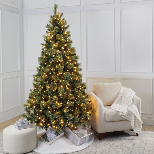 7ft. Pre-Lit Celebration Pine Artificial Christmas Tree, Warm White Mini LED Lights by Ashland®